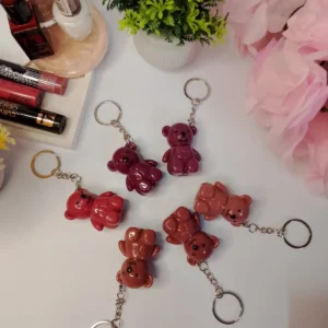 Cute Teddy Bear Glossy Keychain – Aesthetic Mini Bear Keyring for Bags & Keys